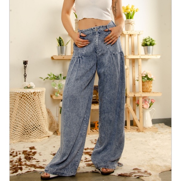 Blue Velvet “ Monticello “ Blue Velvet Mineral Washed Pants Drawstring 57 - Picture 1 of 7